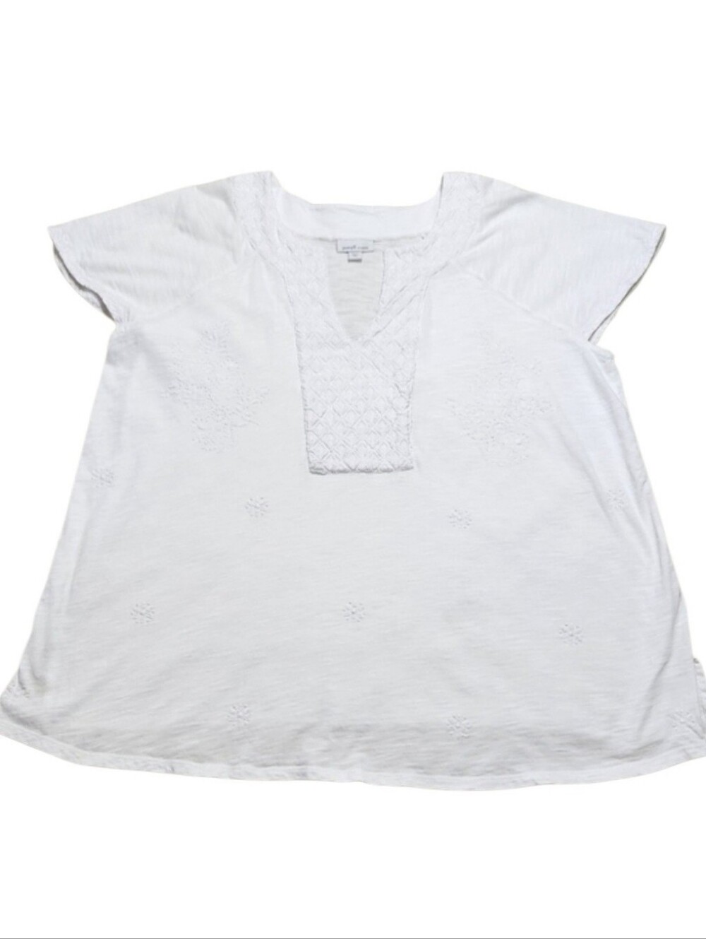 J.JILL PURE JILL Elements Cotton Embroidered White Blouse Top Sz XL Tall